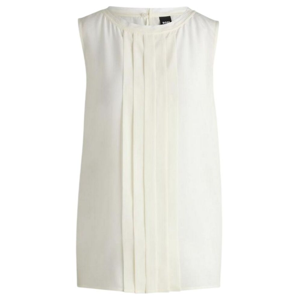 Boss Womens/Ladies Jewel Collared Regular Sleeveless Blouse / White
